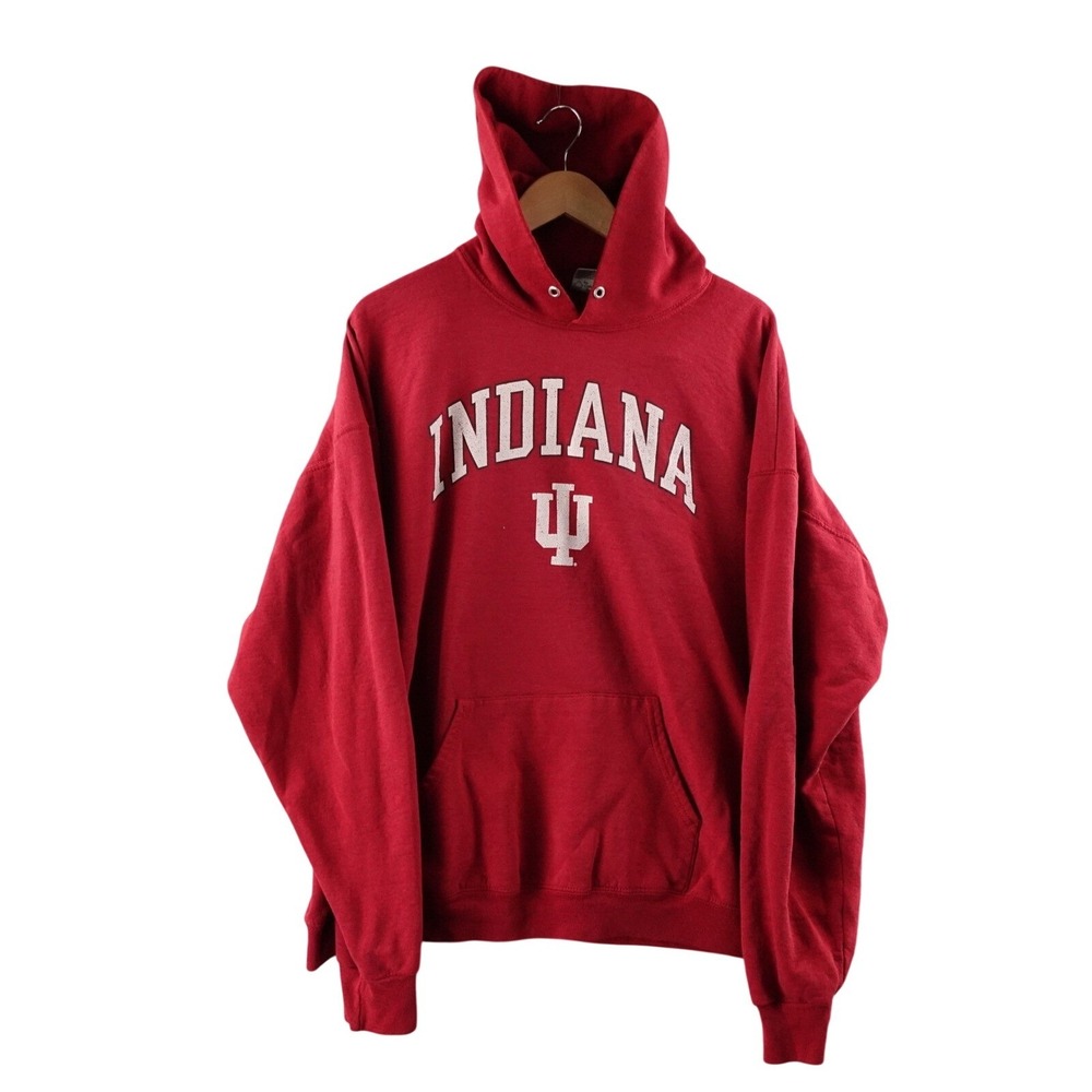 Vintage Indiana Hoosiers Red Arch Logo Hoodie Sweatshirt Mens XL‎ TCX Apparel